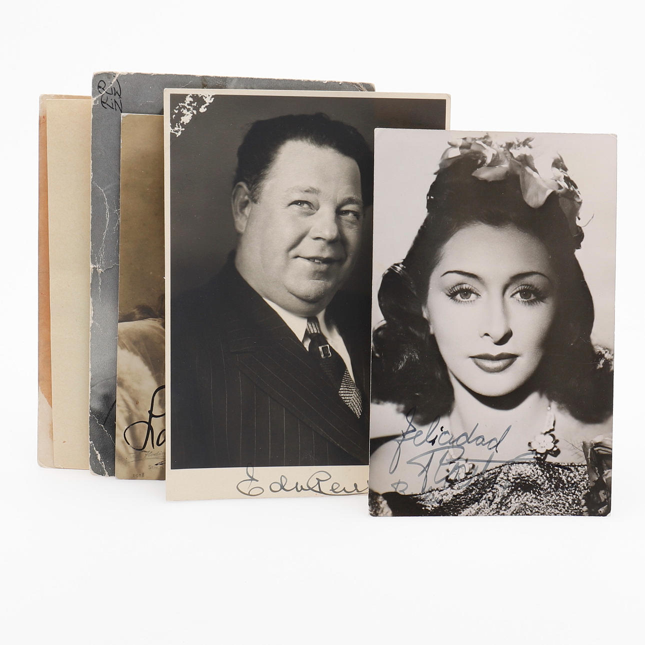 AUTOGRAMM. 8 Autogramme von Schauspielern plus Gustav V - Chevalier, Botvid, Persson, Hansson.