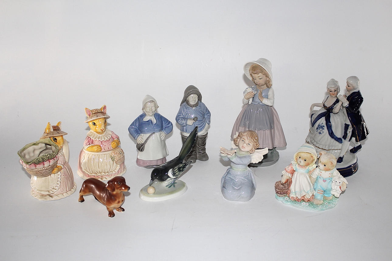 FIGURINER, 10 stycken, porslin, bl.a Terra och Lladro.