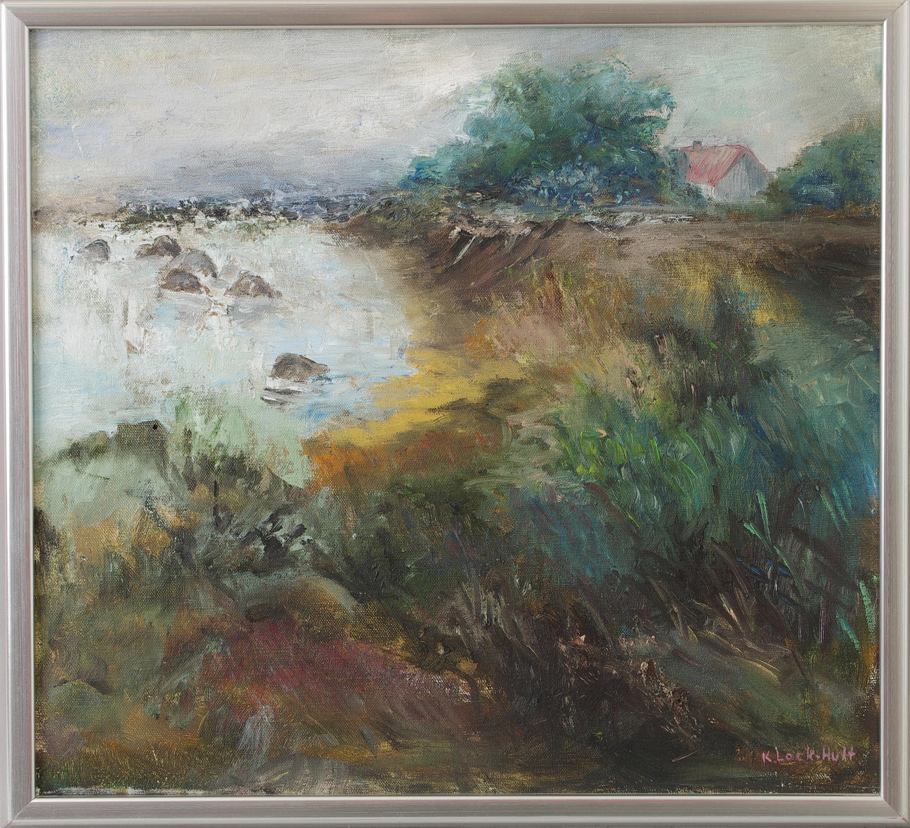 KERSTIN LOCK-HULT. "Vid Lerhamn", olja på duk, signerad K. Lock-Hult.