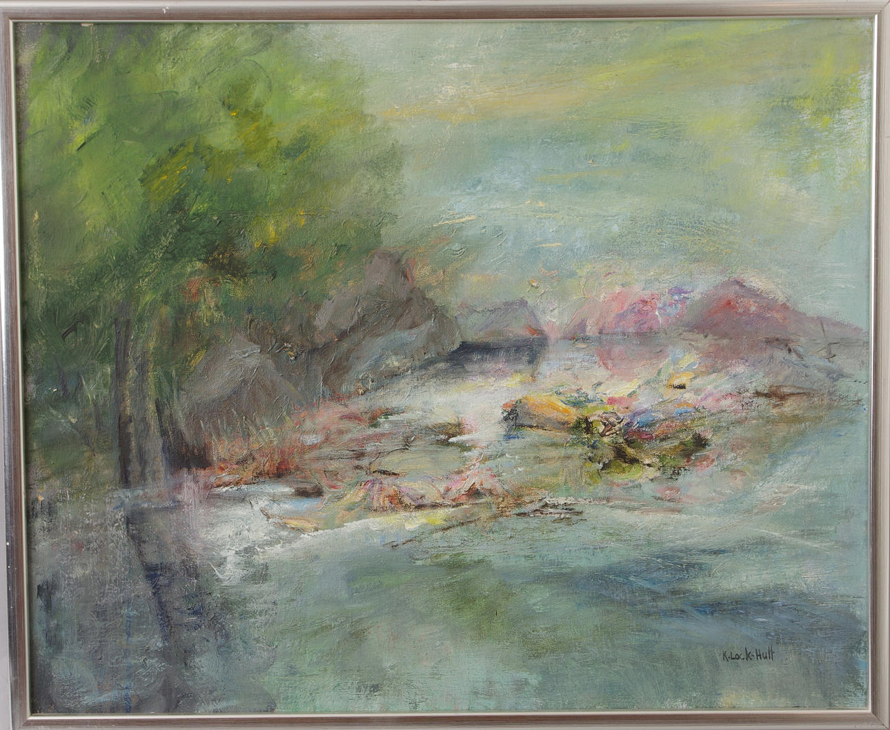 KERSTIN LOCK-HULT. "Motljus", olja på duk, signerad K. Lock-Hult.
