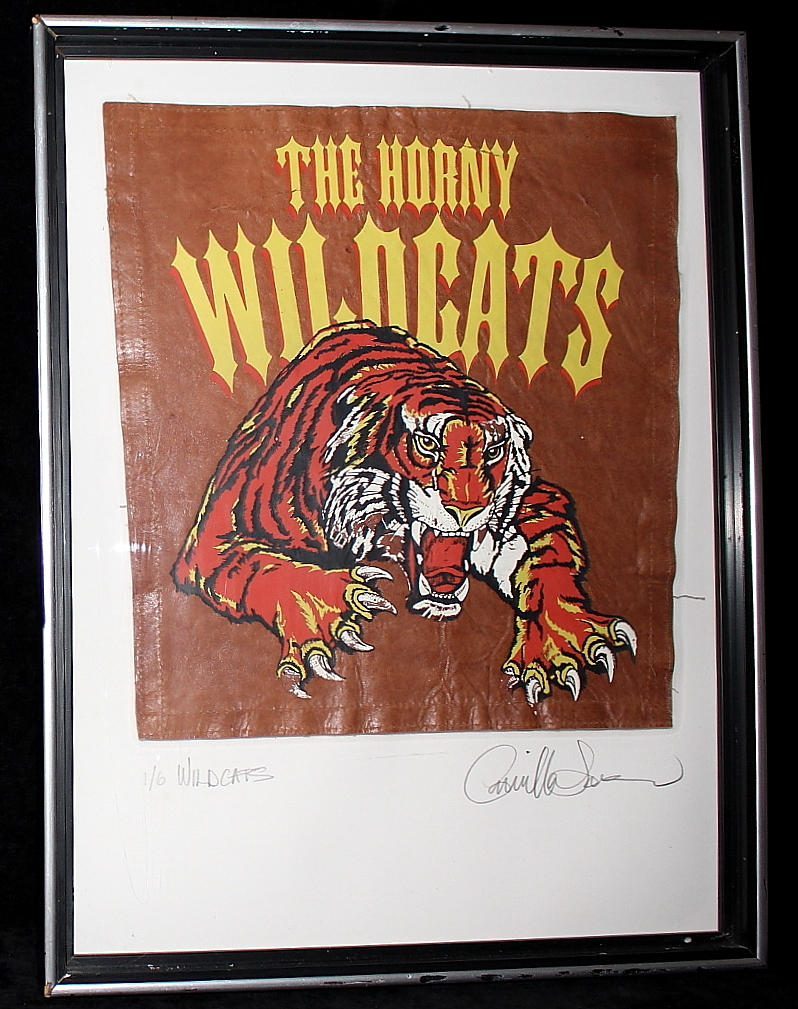 OIDENTIFIERAD KONSTNÄR. tryck på skinn, The horny wildcats, signerad.