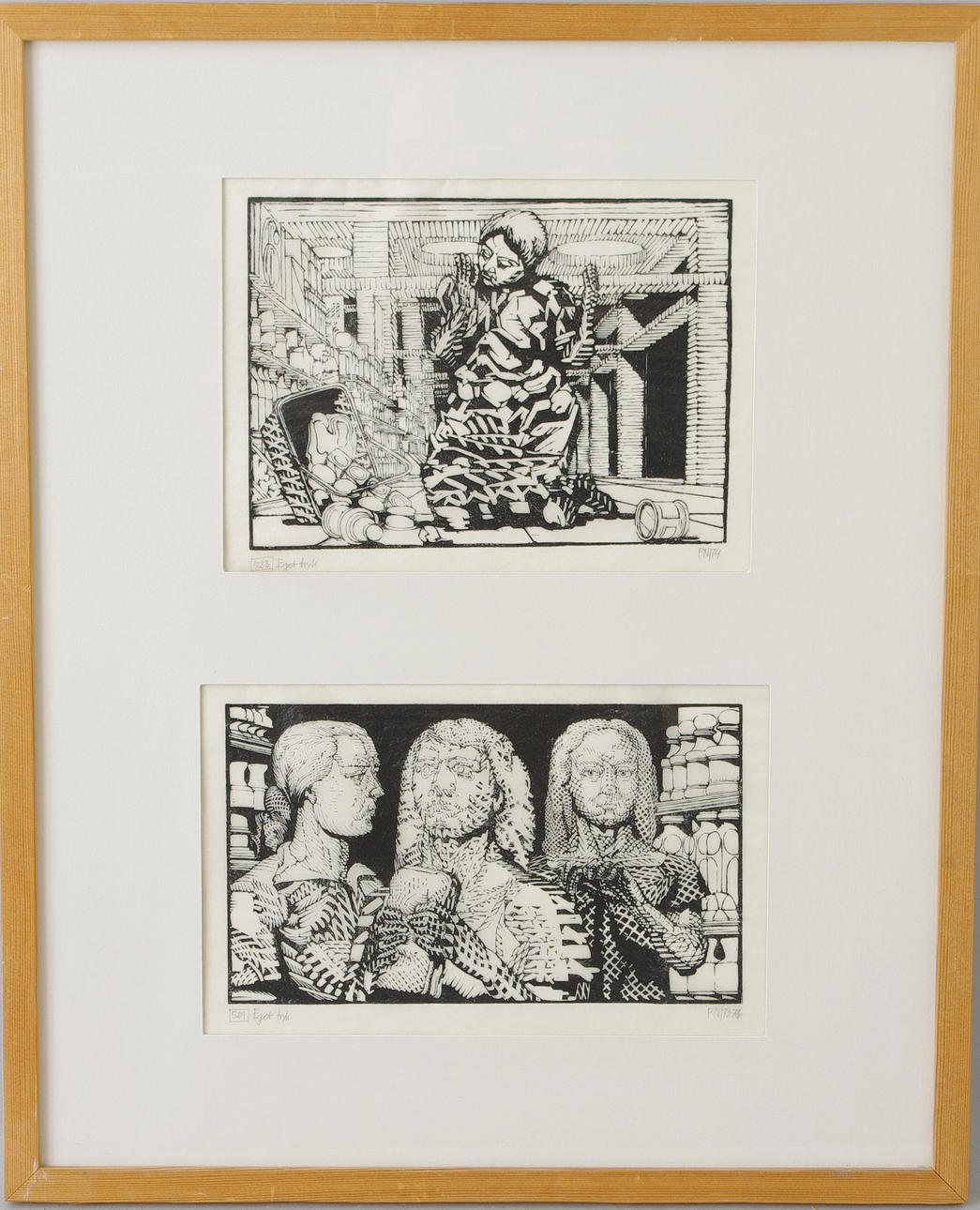 PALLE NIELSEN. "Orfeus och Eurydike", 2 träsnitt, signerade P.N.