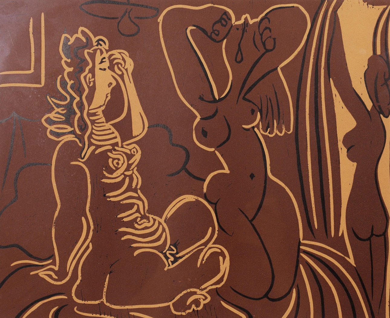 PABLO PICASSO. EFTER. INGEN TITEL. GRAVYR PÅ LINOLEUMPAPPER.