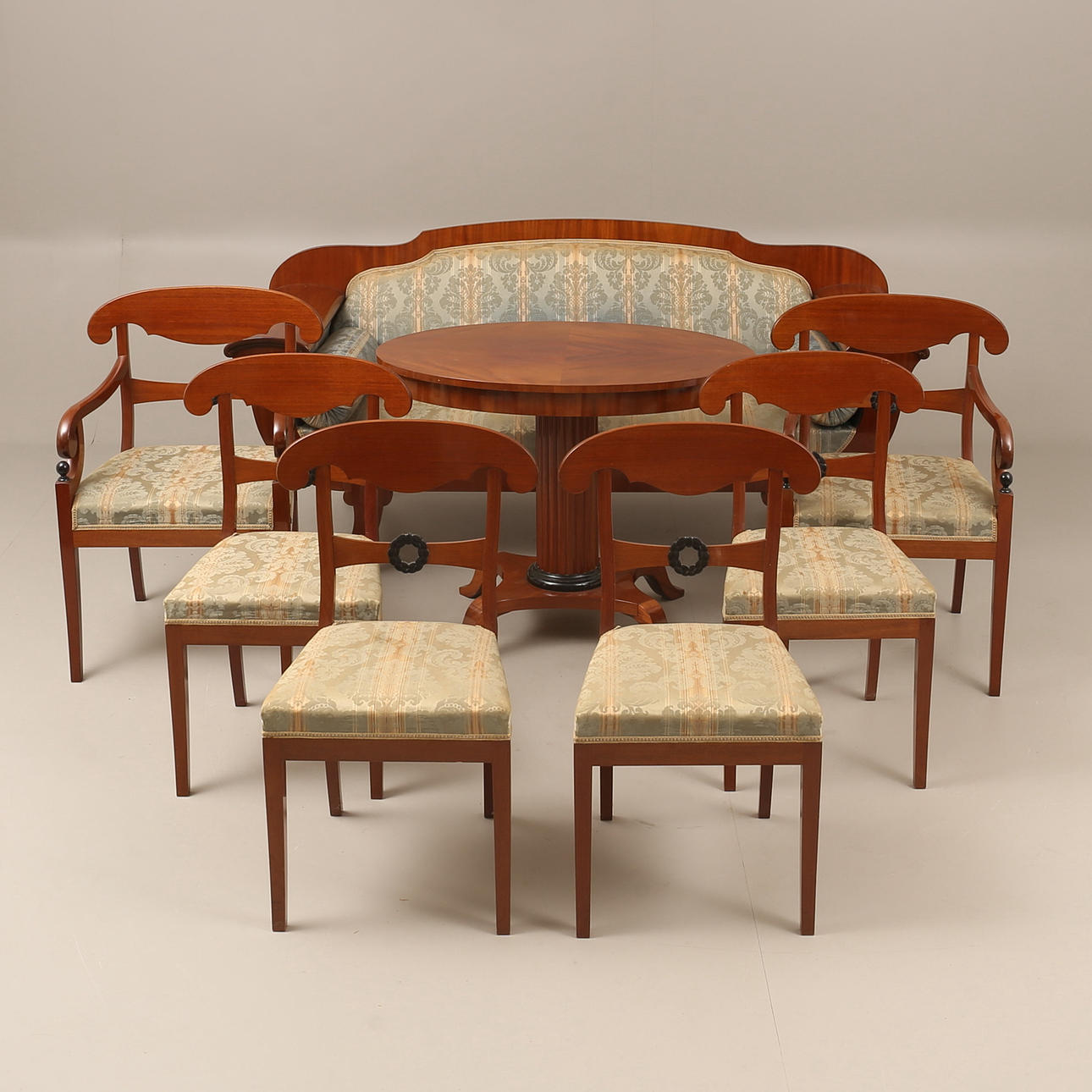 SOFFGRUPP, 8 delar, Karl Johan, 1800-tal.