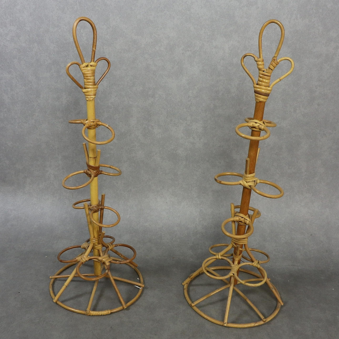 FLASCHENBAUM / BIERBAUM, 2 Stk. Rattan, Dänemark.