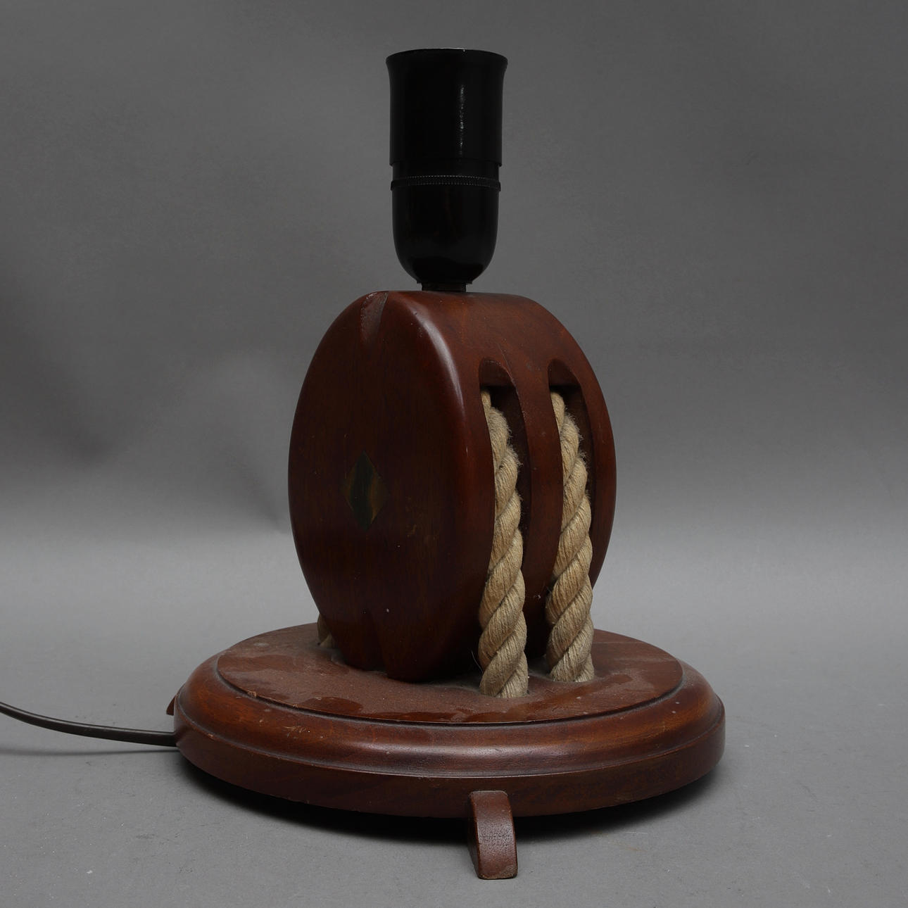 BORDSLAMPA, trä & rep, talja/block.