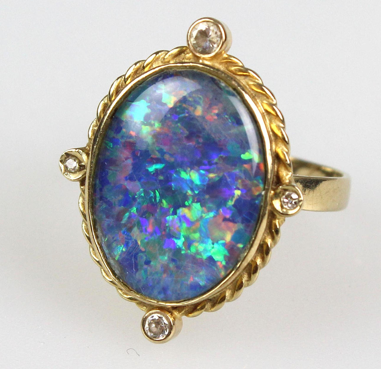 OPAL RING MIT DIAMANTEN, GOLD 585 / 333.