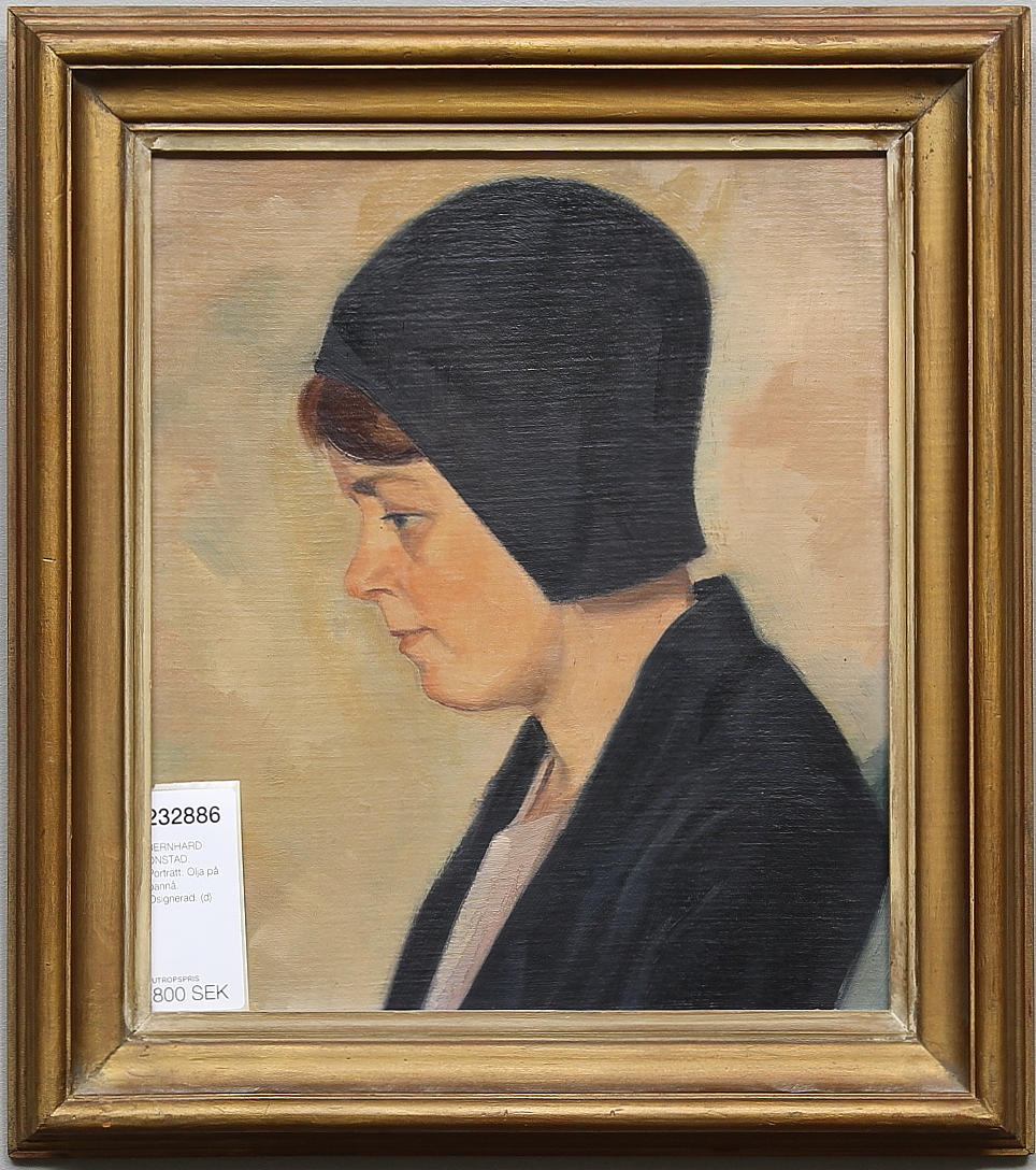 Okänd konstnär. Porträtt. Olja på pannå. Osignerad.