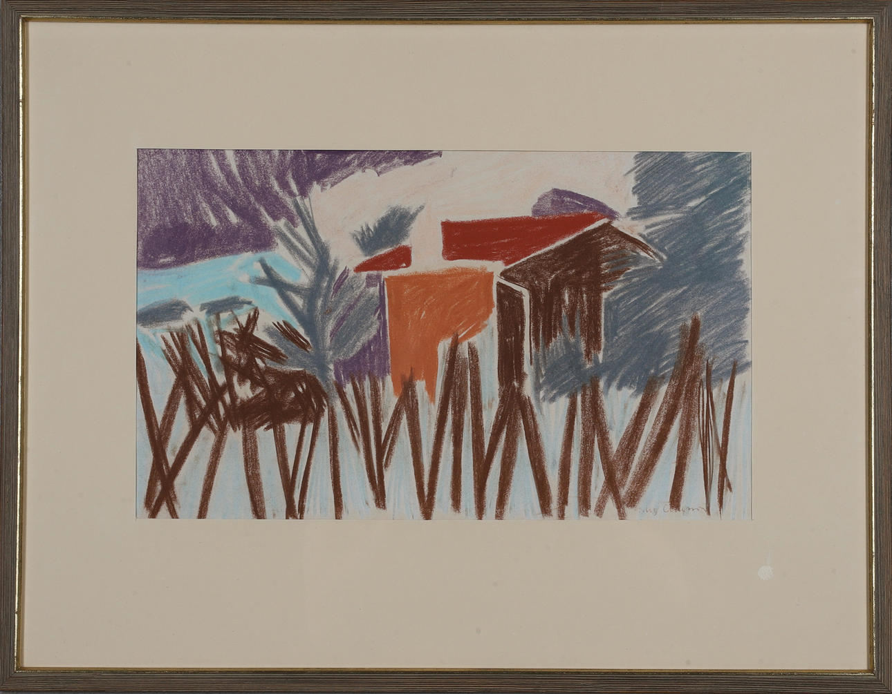 STIG SLAS CLAESSON. Oil crayon on paper, signed.