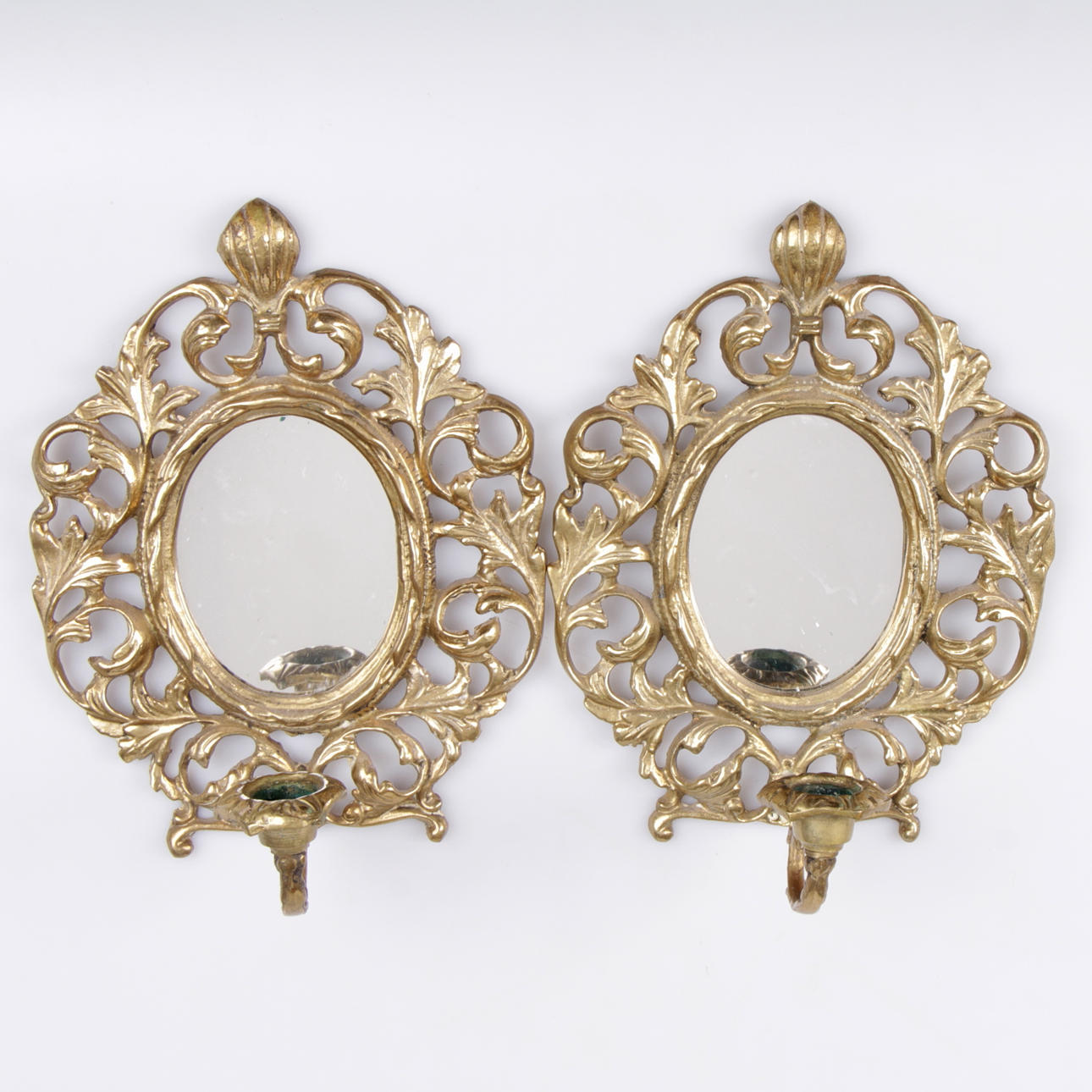 SPEGELLAMPETTER, ett par, malm/mässing, rokokostil, 1800-talets andra hälft.