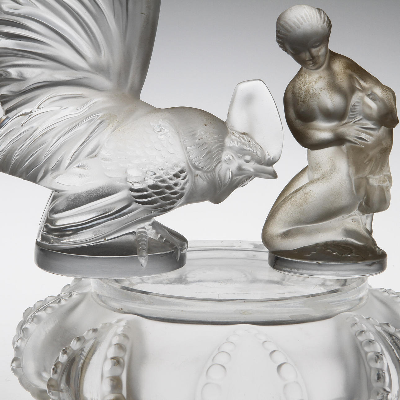 FIGURINER, 3 st, glas, Lalique, signerade.