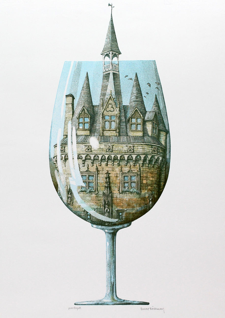 BENGT BÖCKMAN. Vinslottet. Färglitografi. Signerad. Provtryck.