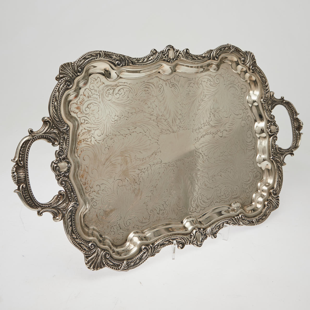 Tray, silver plated.