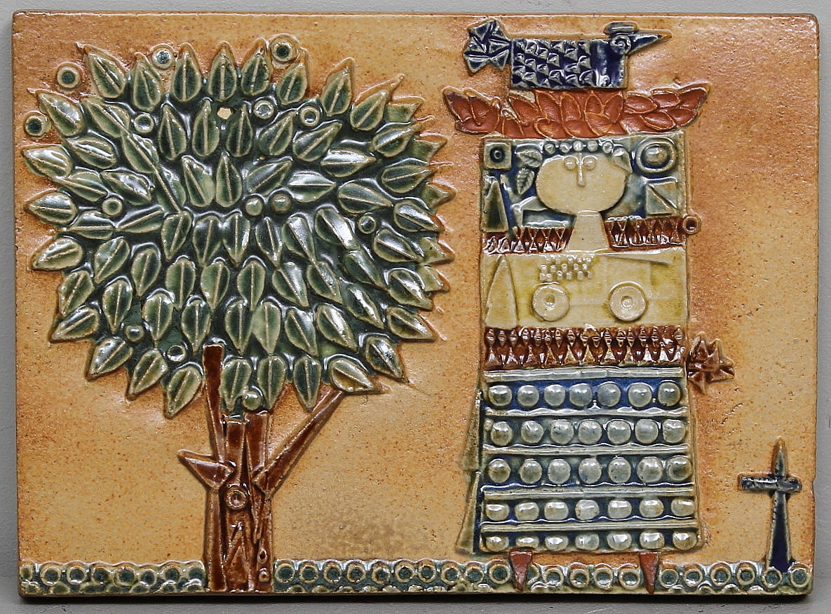 VÄGGPLAKETT, keramik, Stig Lindberg, Gustavsberg.