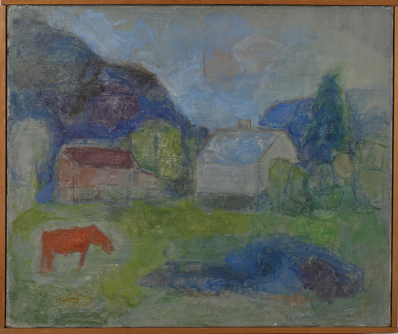 BERNHARD EIKE. Landsbygd, olja på duk, signerad a tergo Bernh. Eike.