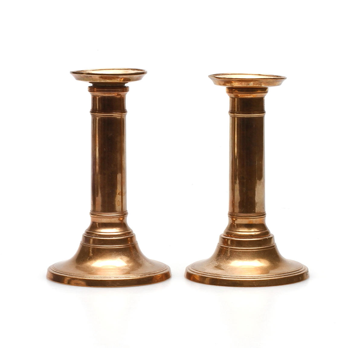 LJUSSTAKAR, ett par, mässing, Skultuna Bruk no. 22, 1800-tal.