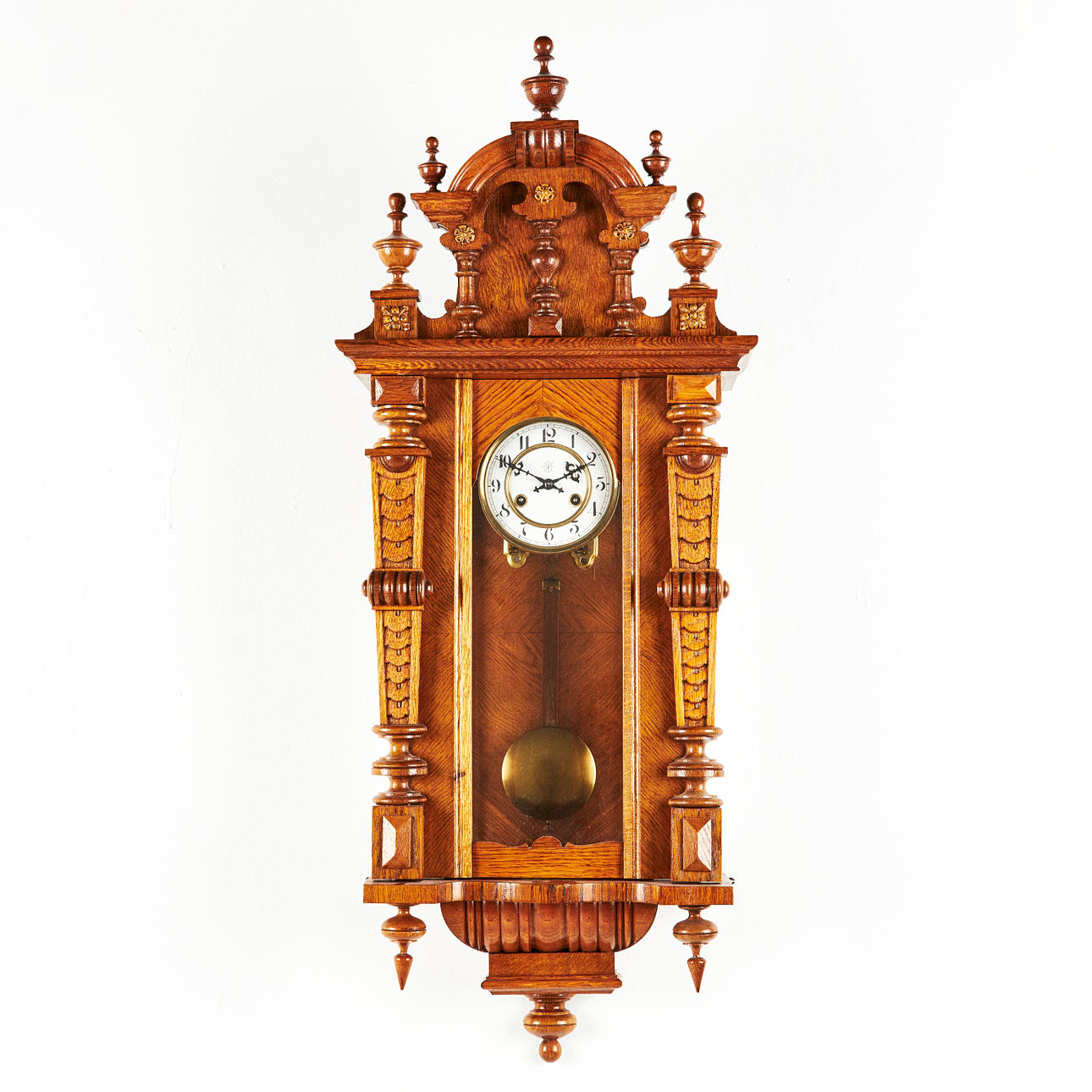 WALL CLOCK, Junghans, Renaissance style, early 20th century, oak case.