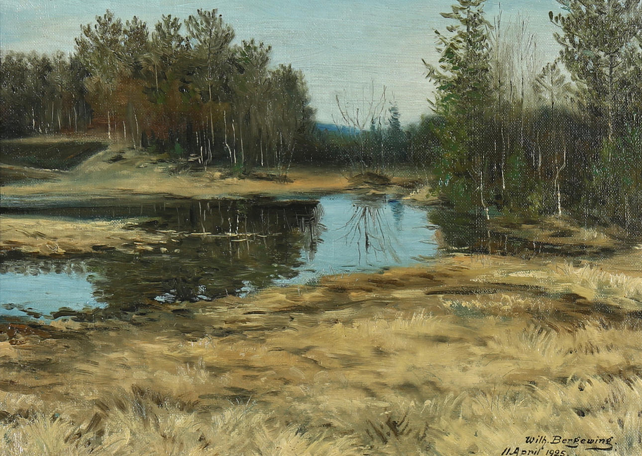 WILHELM BERGEWING. "Spring landscape", oil on Board, signed, dated 1925.