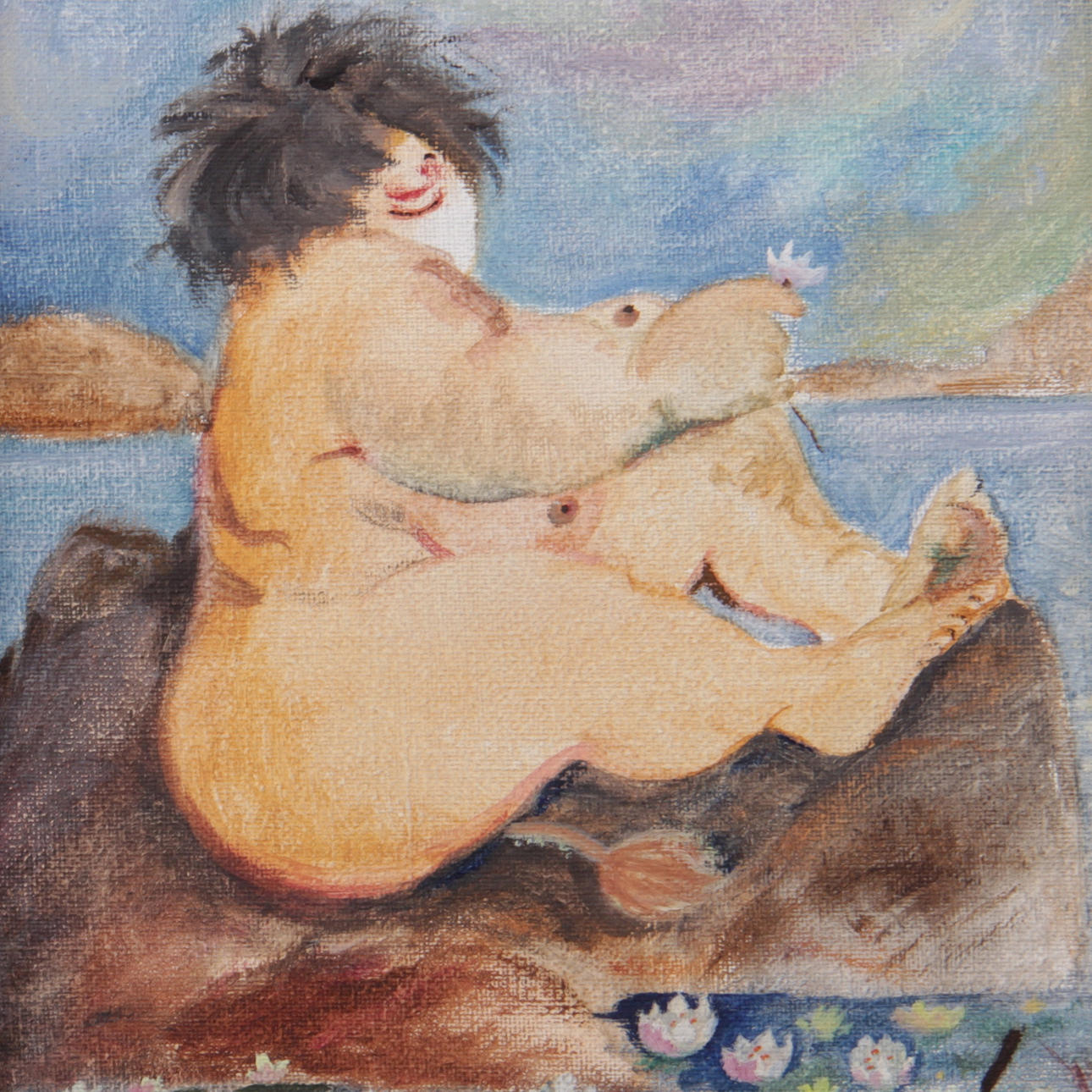 SOLVEIG HAMMARSTEDT. Olja på duk, "näckrosor", signerad.