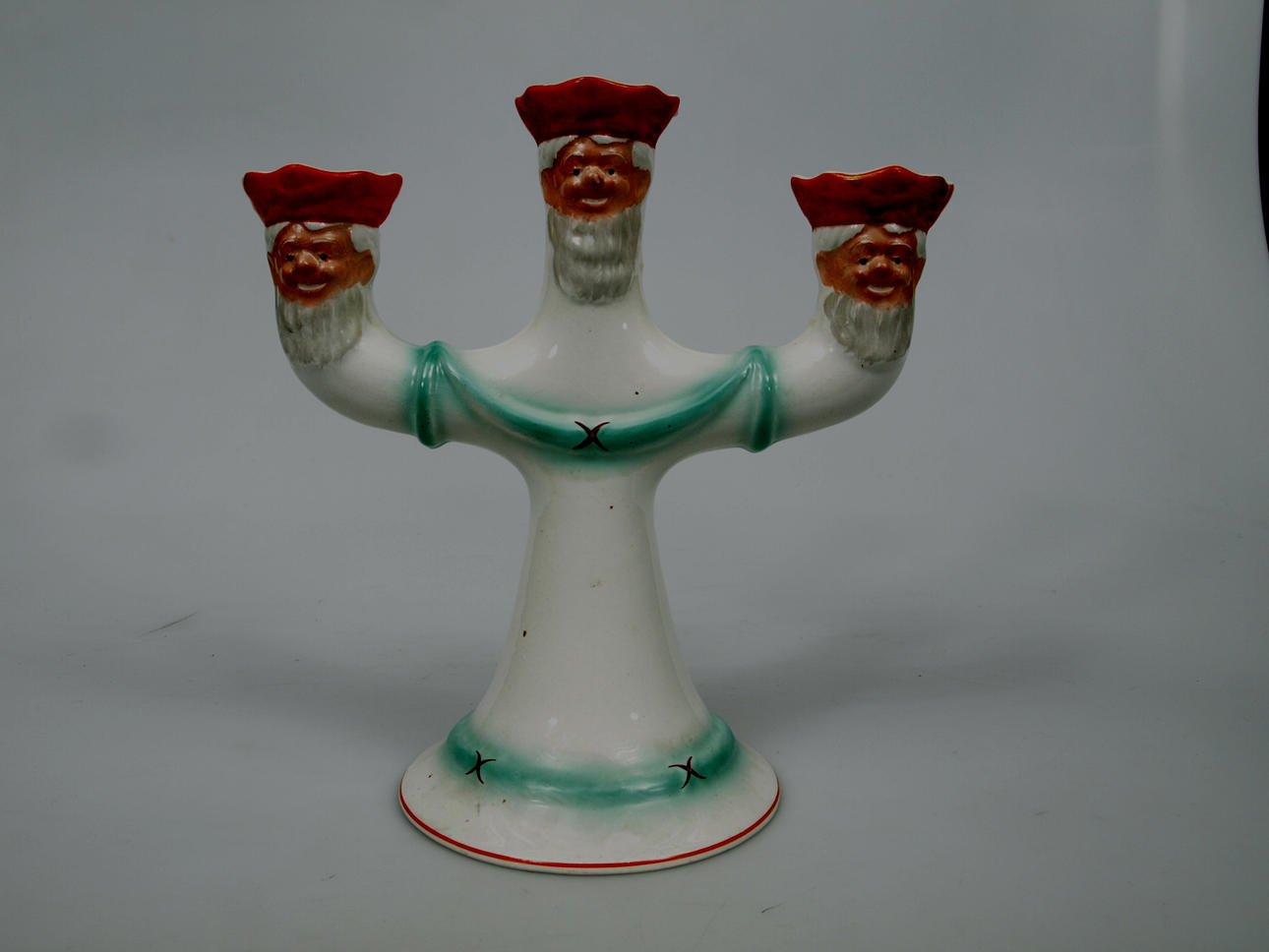 LJUSSTAKE, porslin, dekor med tomtar, Gustavsberg.