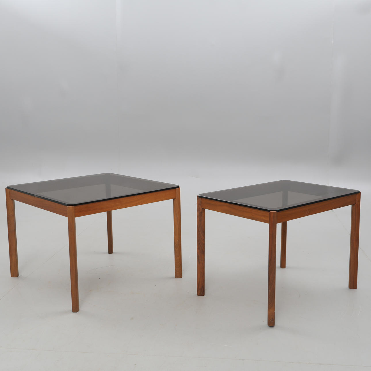 SOFA TABLE and LAMP TABLE, teak, glass 1970s-80s.