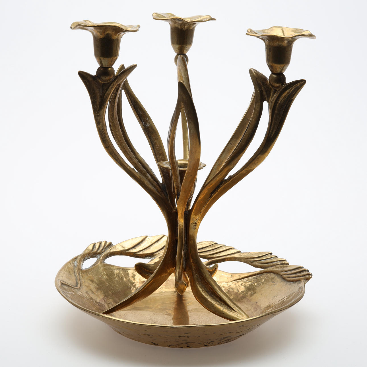 FAT samt LJUSSTAKE , jugendstil. Mässing.