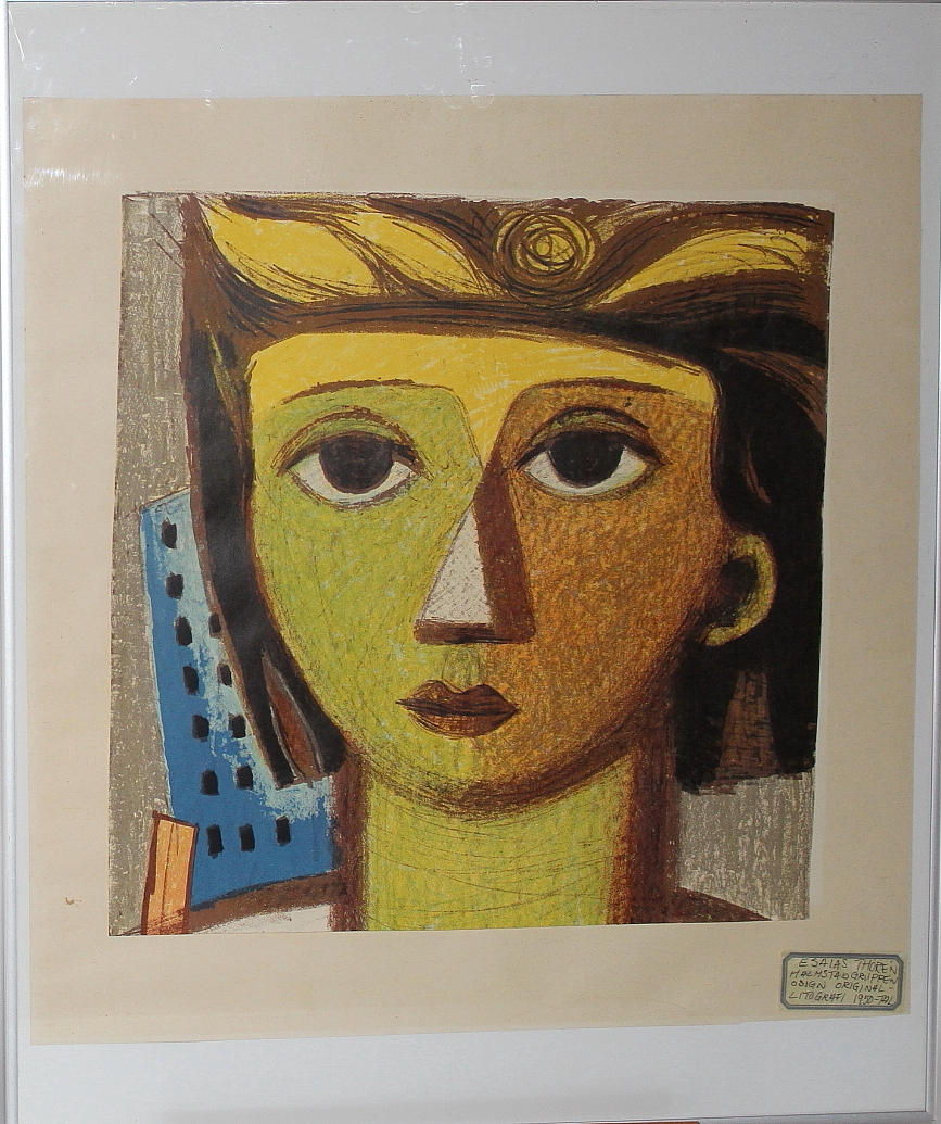 ESAIAS THOREN. TILLSKRIVEN. Litografi, kvinnoansikte, ej signerad.