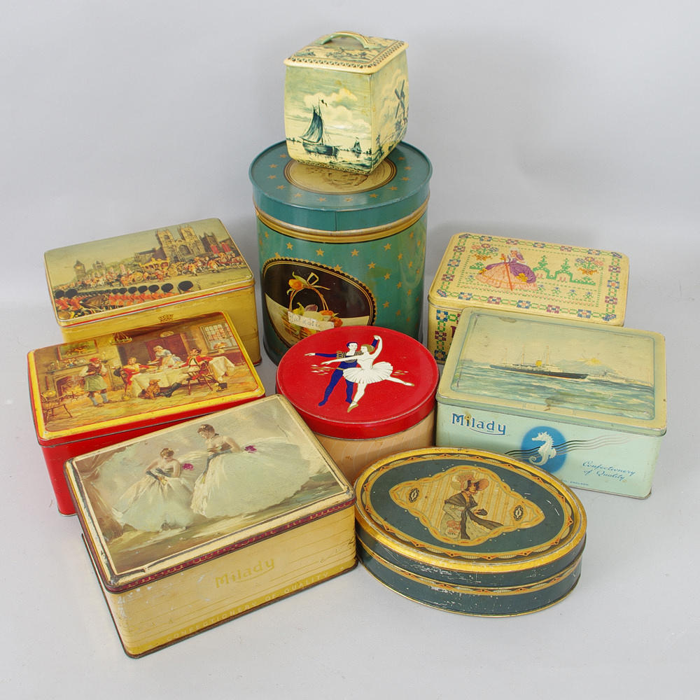 ÄLDRE PLÅTBURKAR, 9 stycken.