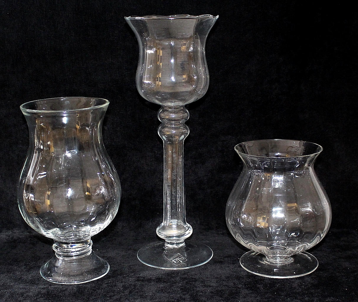 GLASFÖREMÅL, 3 st, SIA glasbruk.