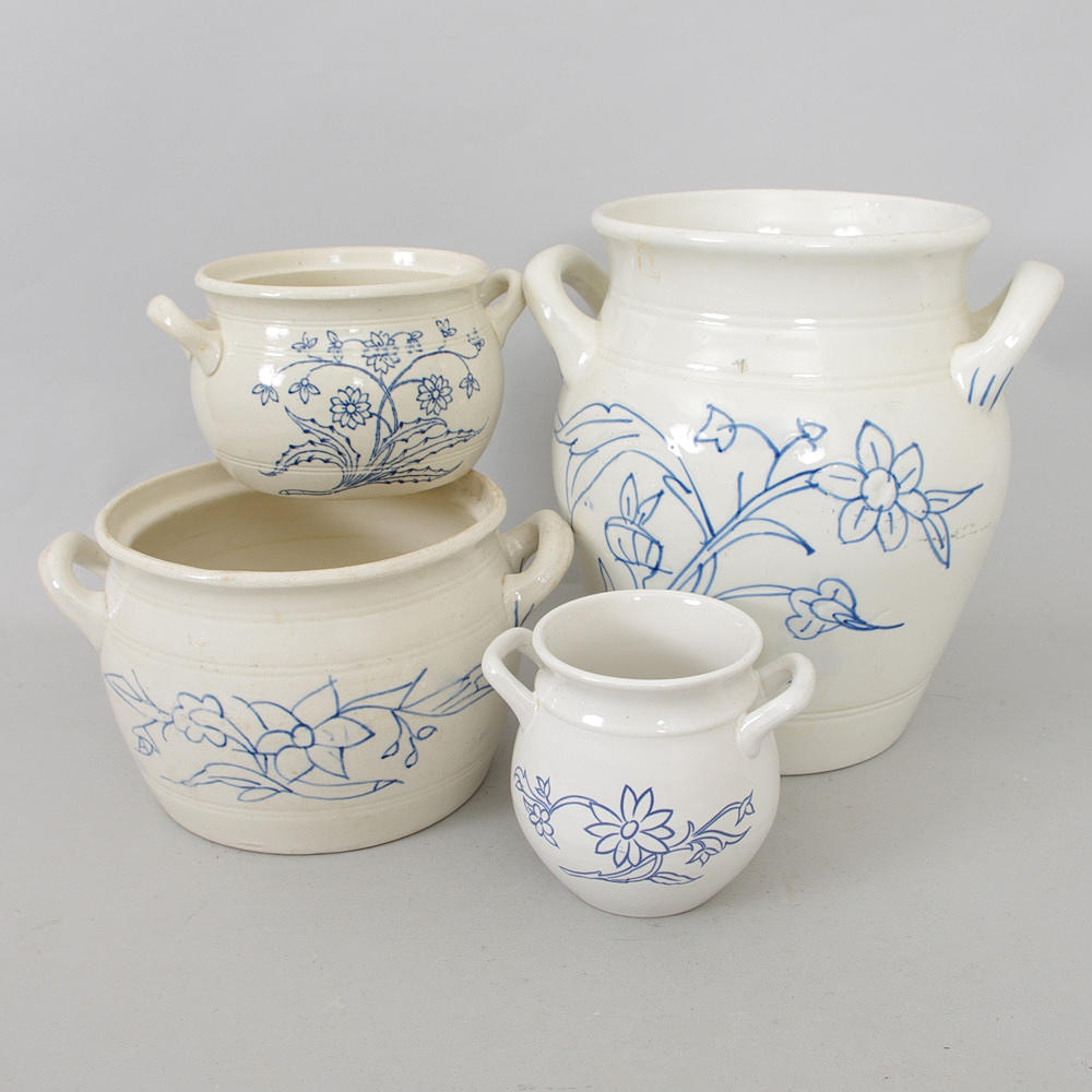 KRUS, 4 stycken, blå/vita, Rörstrand, Gustavsberg m.m.