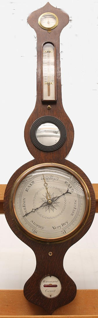 BANJO BAROMETER, England, mid 19th century, oak.