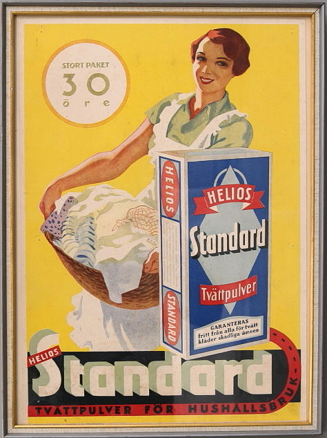 REKLAMSKYLT, papp, 1930-tal, Helios Standard.