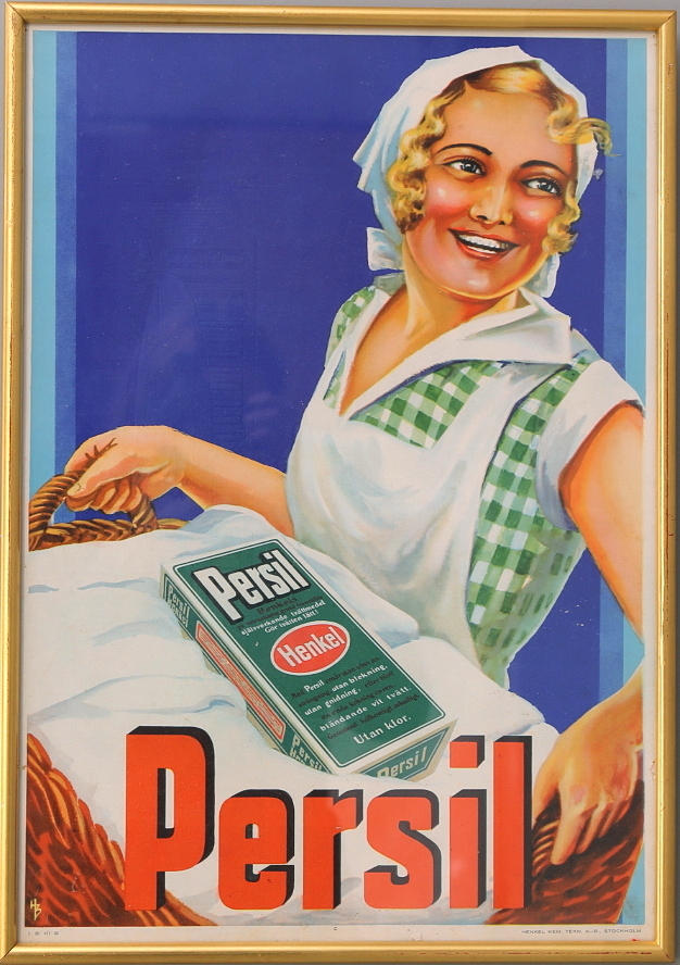 REKLAMESKILT, pap, 1930'erne, Persil.
