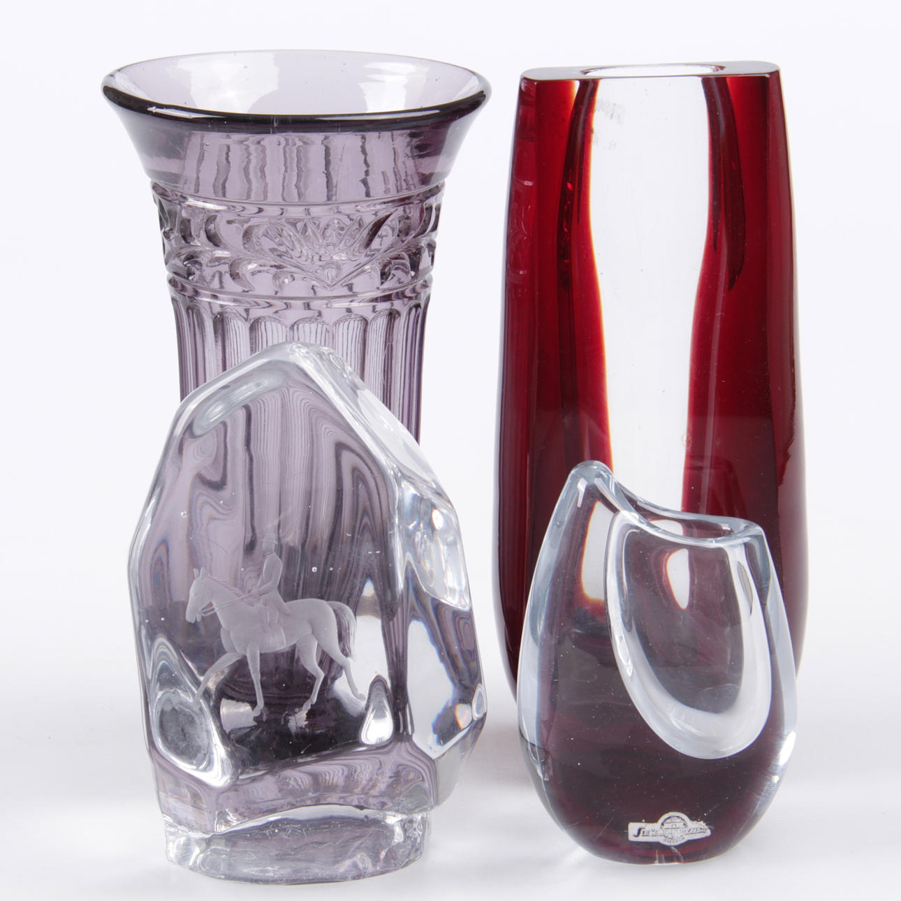 VASER, samt glasblock, 4 delar, Delvis Reijmyre och Strömbergshyttan.