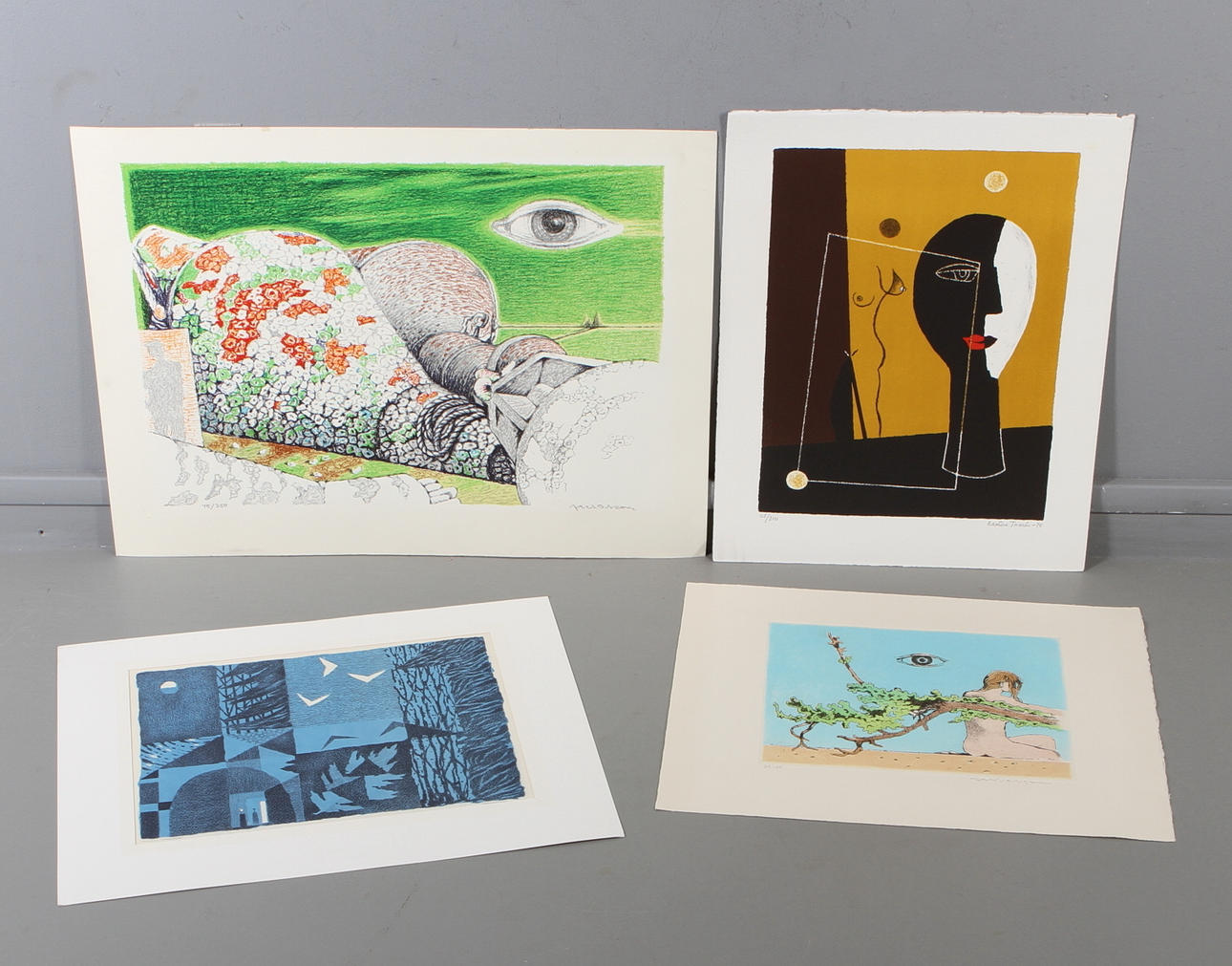 PARTI GRAFIK, tema Halmstadsgruppen, Axel Olson, Esaias Thorén och Sven Jonson.