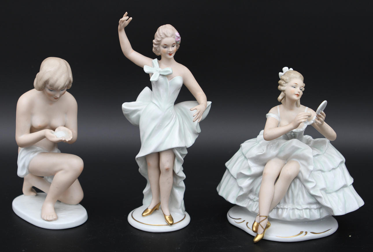 FIGURINER, 3 st, porslin, Wallendorf, 1900-tal.