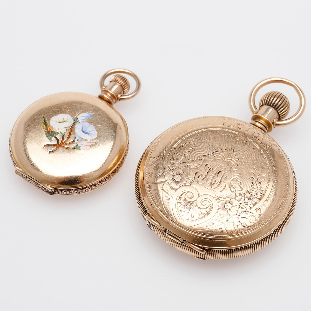 POCKET WATCH, TWO PIECES, WALTHAM.