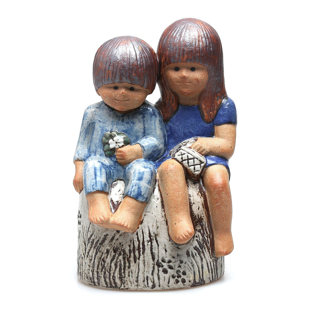 LISA LARSON. Figurin, "Syskon", stengods, Gustavsberg.