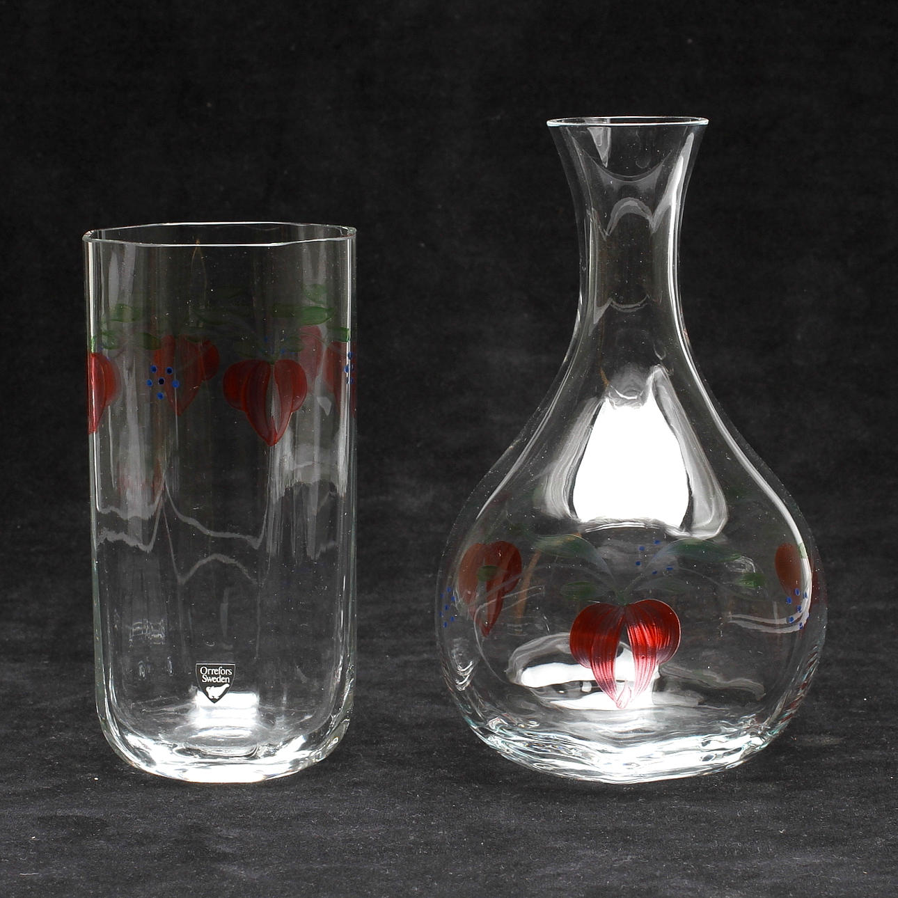 KARAFF OCH VAS, glas, "Maja", Eva Englund, Orrefors.