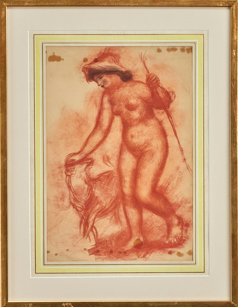 PIERRE-AUGUSTE RENOIR, EFTER. Hyrdinde med lam, litografi.