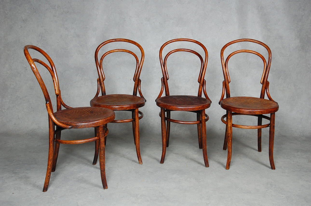 CAFÉSTOLAR, 4 st , stämplade FISCHEL AUSTRIA, 18-1900-tal.