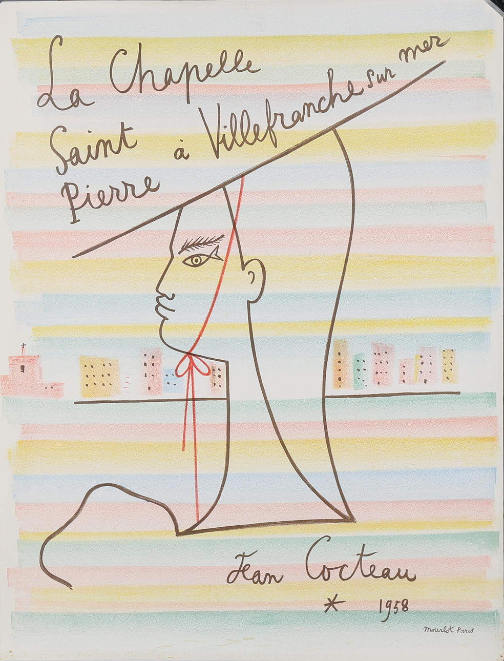 JEAN COCTEAU. PLANSCH. Färglitografi. Jean Cocteau. 1958. Chapel St. Pierre á Villefranche sur Mer.