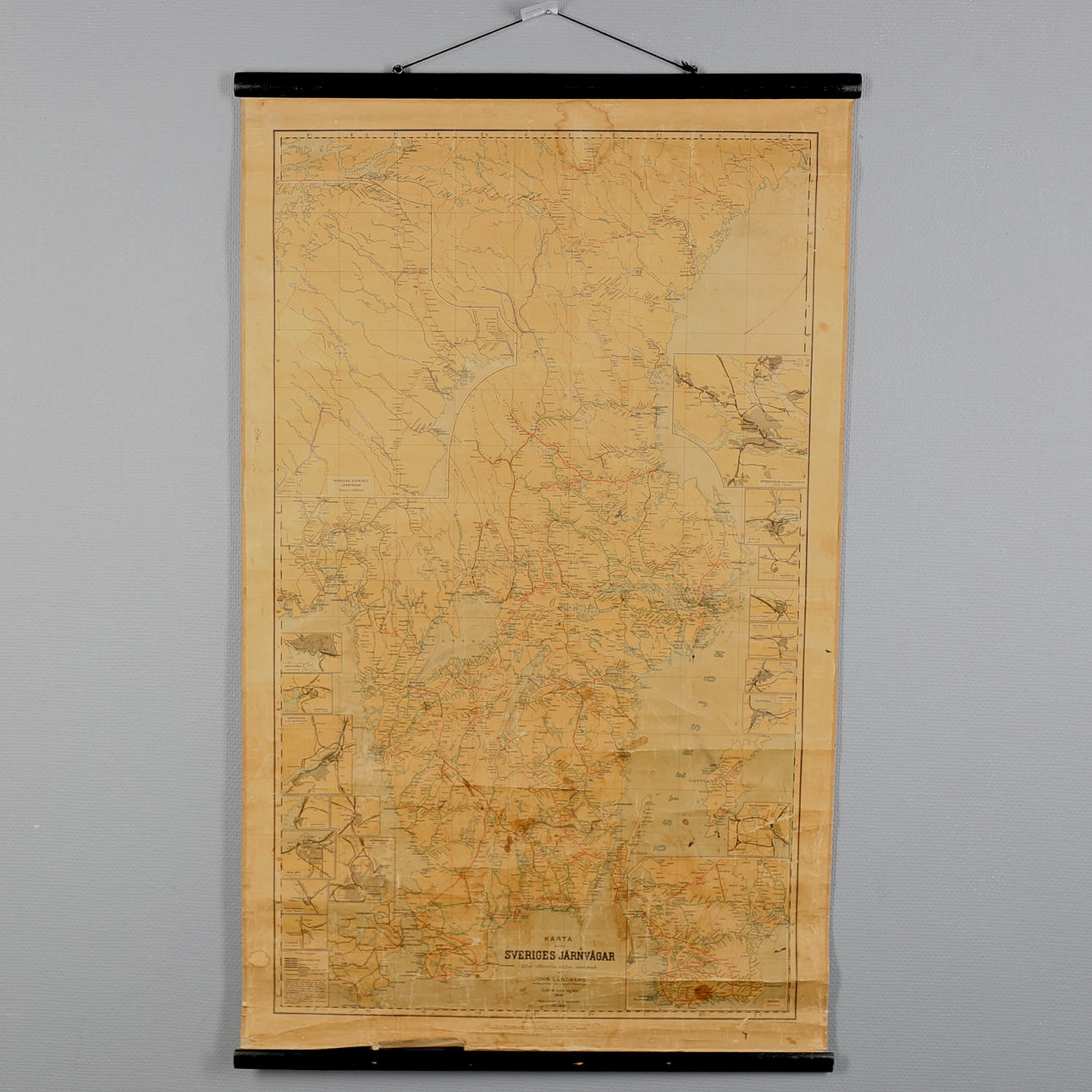 SKOLPLANSCH, "Karta över Sveriges järnvägar" Johan Lundberg, sjätte upplagan 1914.