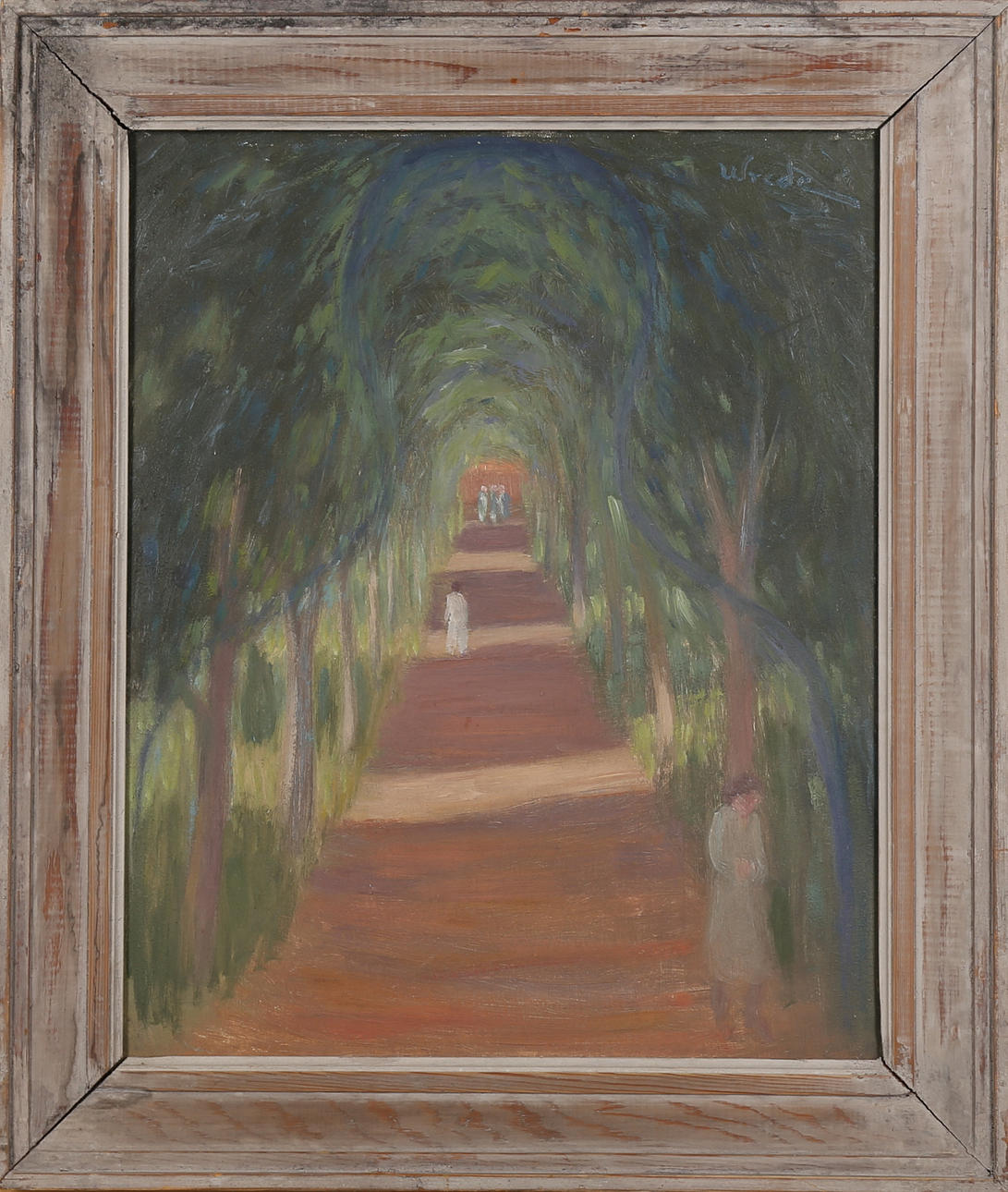 ERNST WREDE. "Solbelyst gång" Olja på pannå, Signerad Wrede.