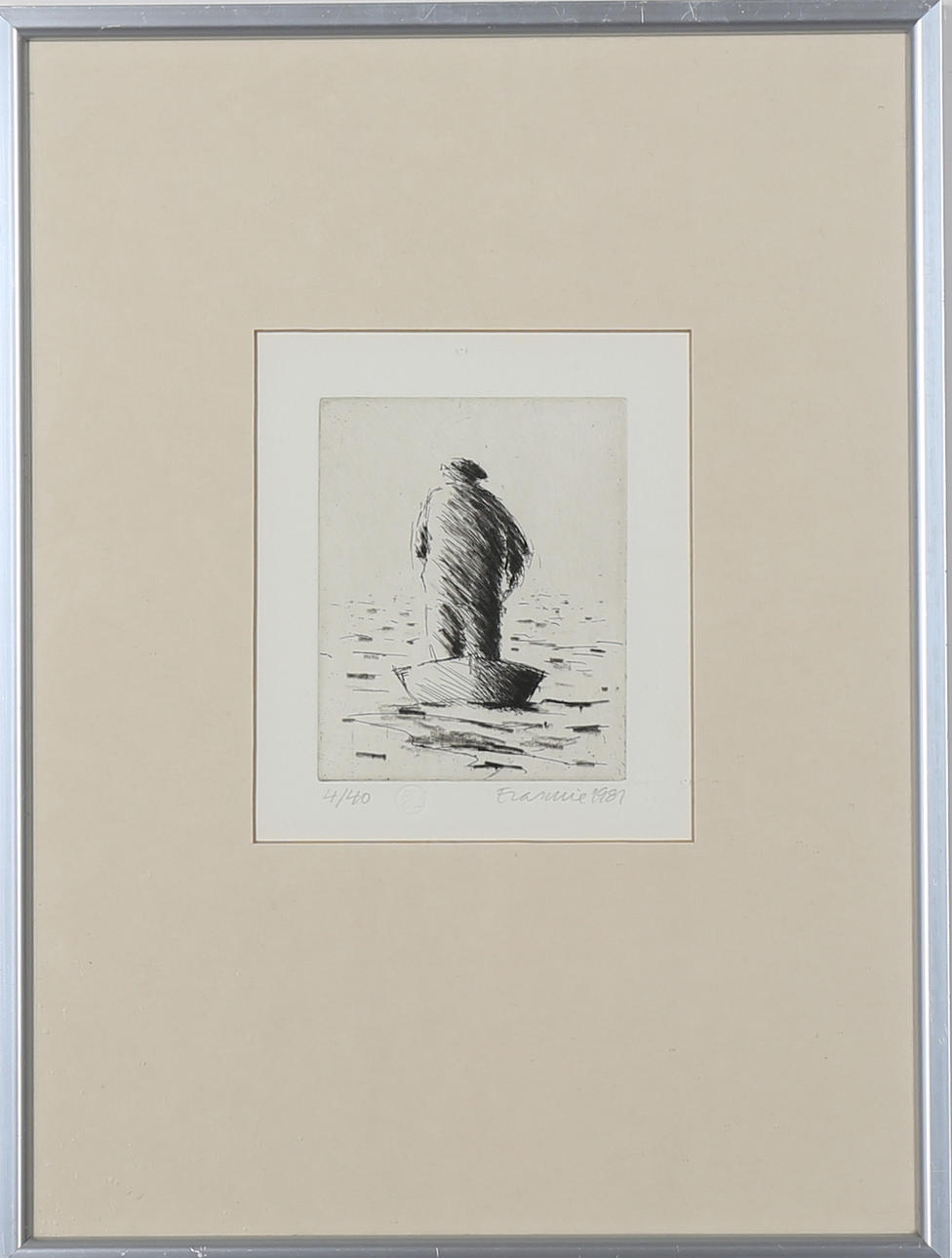 TORSTEN ERASMIE. Etsning, Man i eka, Signerad Erasmie, Numrerad 4/40 samt daterad 1981.