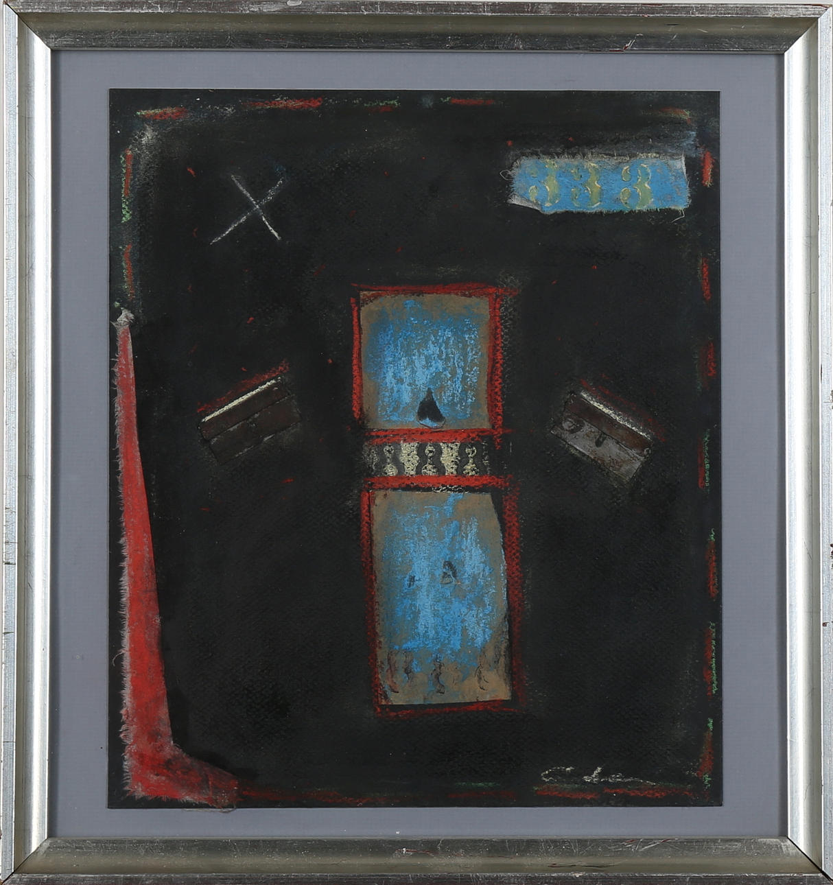 LARS LINDÉN. Collage. Komposition, Signerad Lindén.