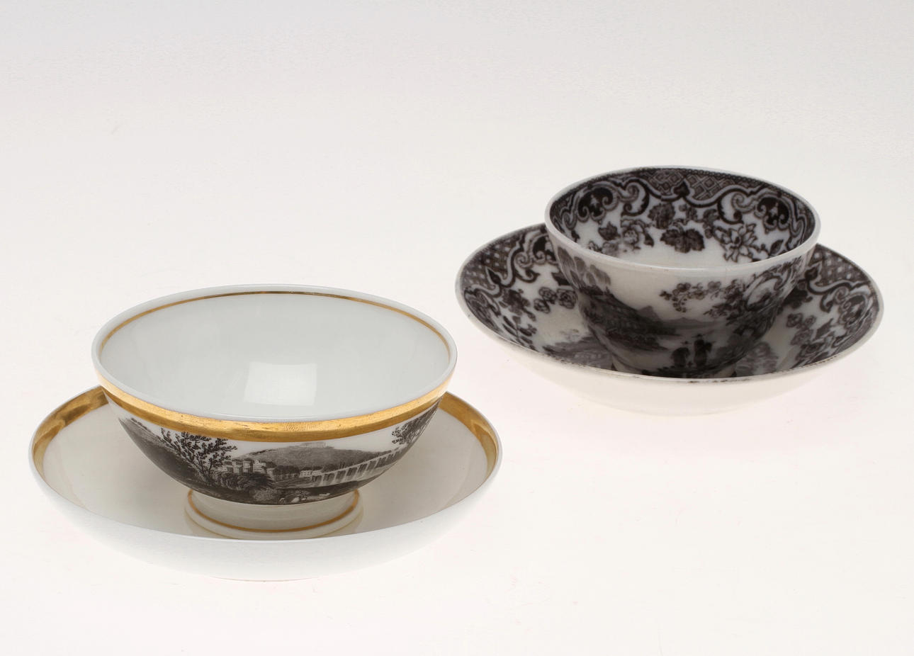 KOPPAR med fat, 2 st, Alliansservisen samt Gustavsberg.