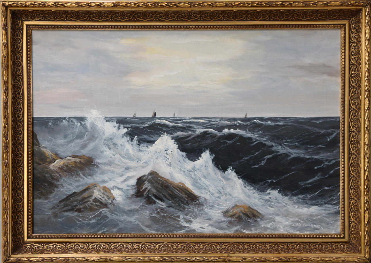 LARS NORBERG. Olja på duk, havsmotiv, signerad.
