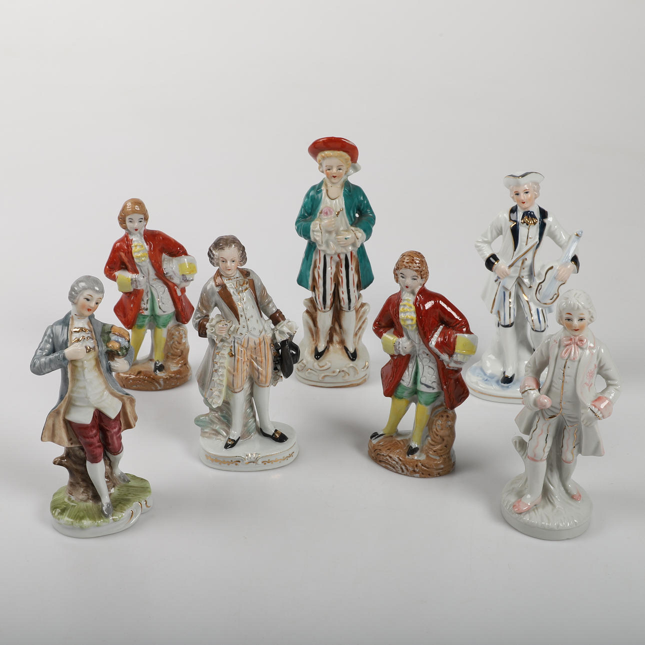 FIGURES, 7 pieces, rococo, porcelain.