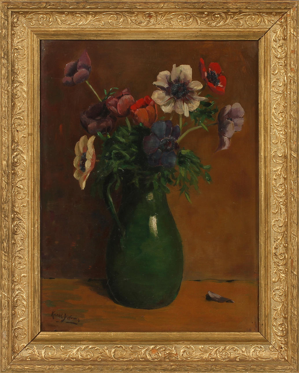 KAREL YDEMA. Blomsterstilleben, olja på duk, sign.